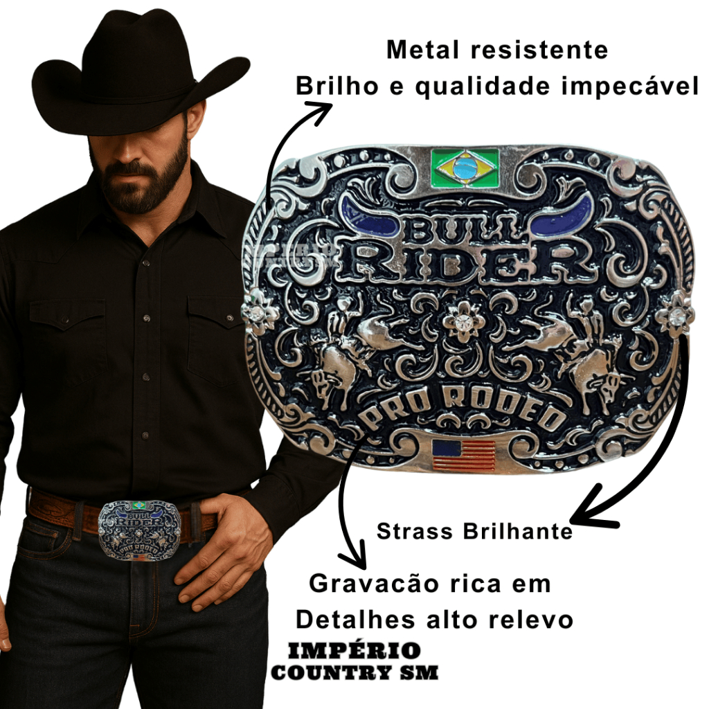 Cinto e Fivela Country Legítimo Fivela  Bull Rider Pro Rodeo Promoção