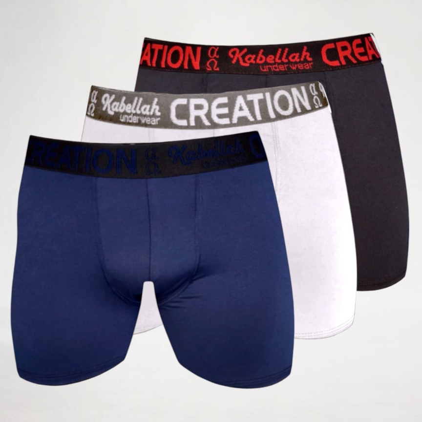 Kit 3 Cuecas Box Ciclista Long Style Boxer Comprida Masculino Liso Adulto Long Leg Cueca Kabellah