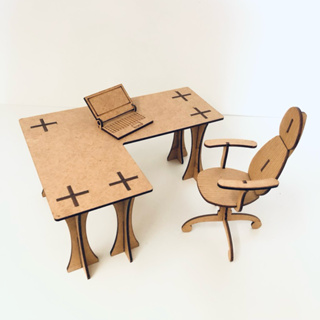 Mesa Escritório Computador Para Boneca de 30cm Mdf em Oferta na Shopee