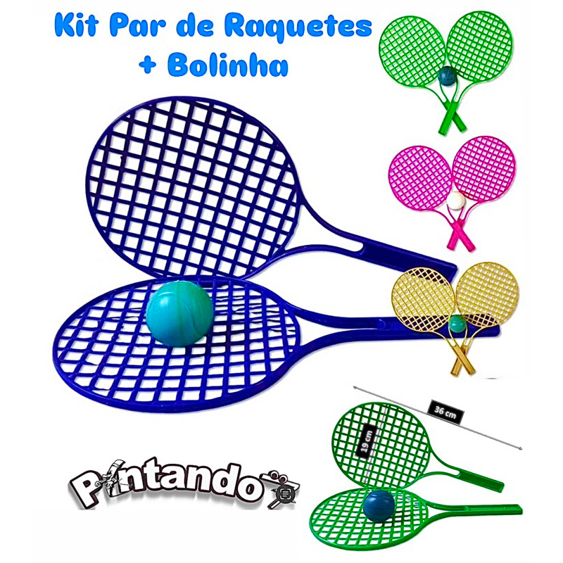 Kit Par de Raquetes + Bolinha Frescobol Brinquedo Infantil Lembrancinha Prenda