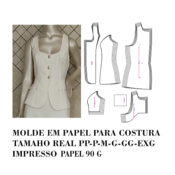 MOLDE ,MODELAGEM DE BLUSA ALFAIATARIA CAVADA EM PAPEL 90 GM PARA COSTURA HSTZ-065 em Oferta na Shopee