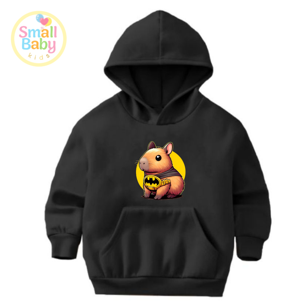 Blusa Moletom Infantil Juvenil Capivara Batman Estampado Com Capuz Canguru Peluciado