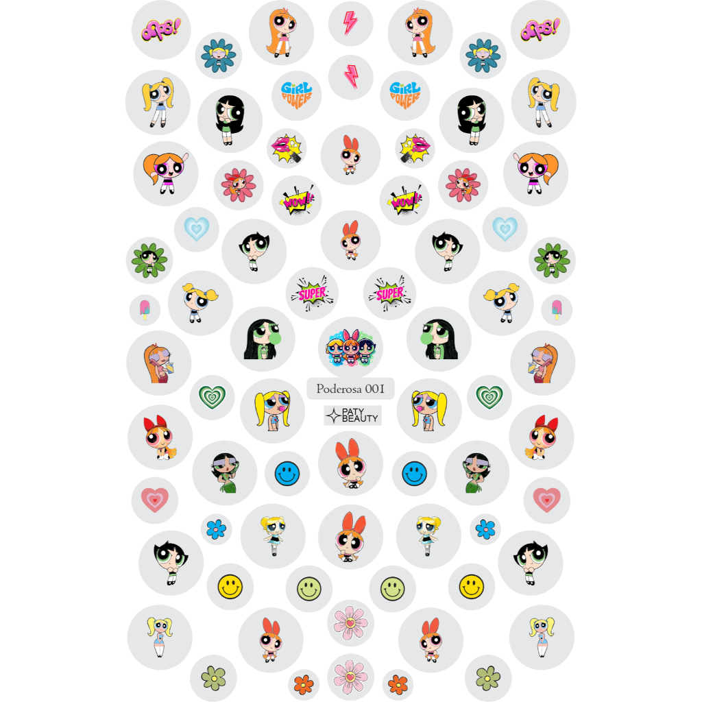 Adesivos De Unhas Lindinha Florzinha Docinho Meninas Super Poderosas Nova Tecnologia Pelicula 3D HD