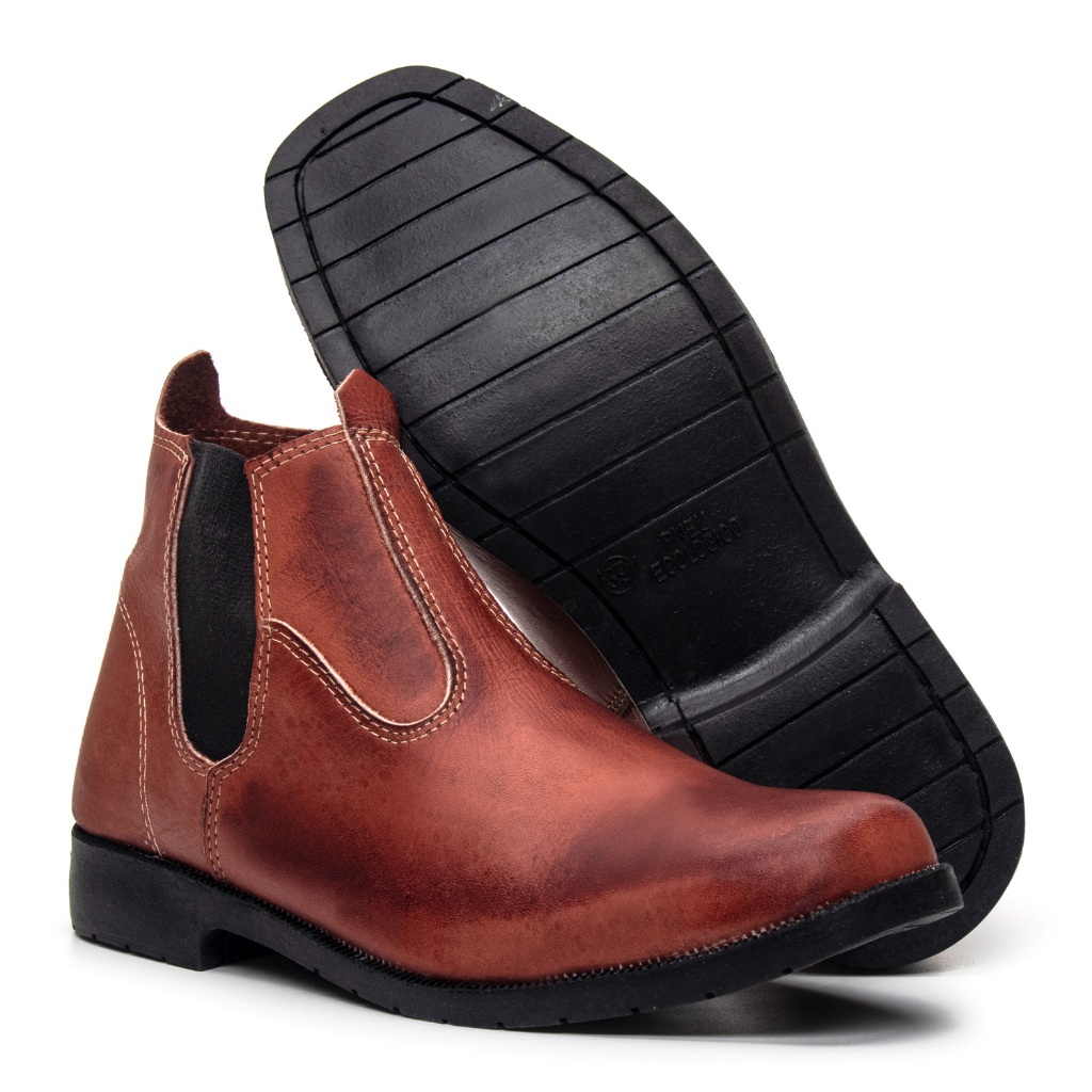 Bota Botina Trabalho Resistente De Couro Legitimo Bico Quadrado Solado MOD Peneu Promoção — imagem 2 de 2