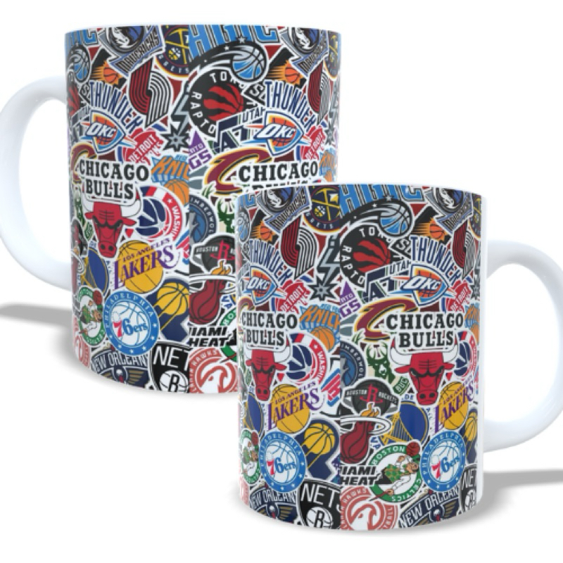 Caneca personalizada times da NBA basquete - Lakers Golden States Celtic Raptors Wolves Thunder Heat