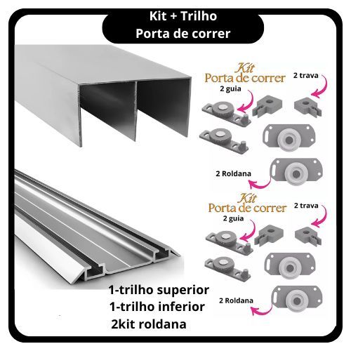 kit Porta de Correr de Guarda Roupa Pia Armário e Diversos Fechamento Ro-64 Roldana Rodízio