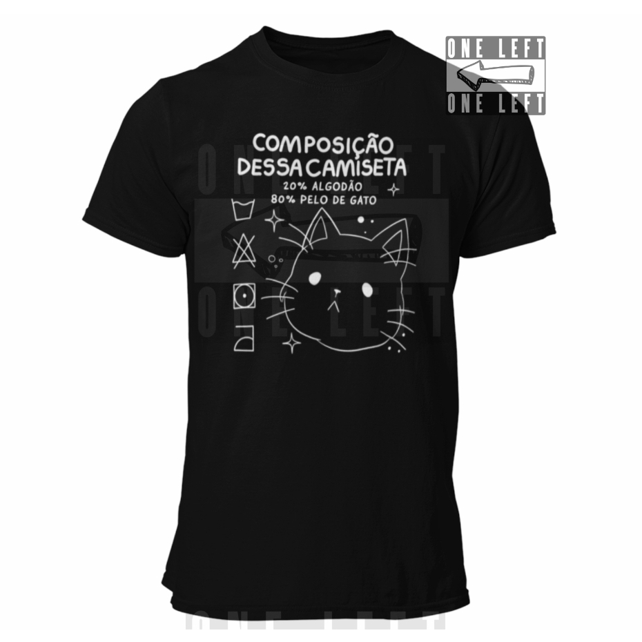 Camiseta Composição 80% Pelo de gato Camisa 100% Algodão Perfeita Para Pelos de Gatos, Felino Fofo  Gatinho