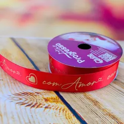 1~5 FITA CETIM DIA DOS NAMORADOS COM AMOR 22 MM ROLO DE 10 METROS(CHOCO)
