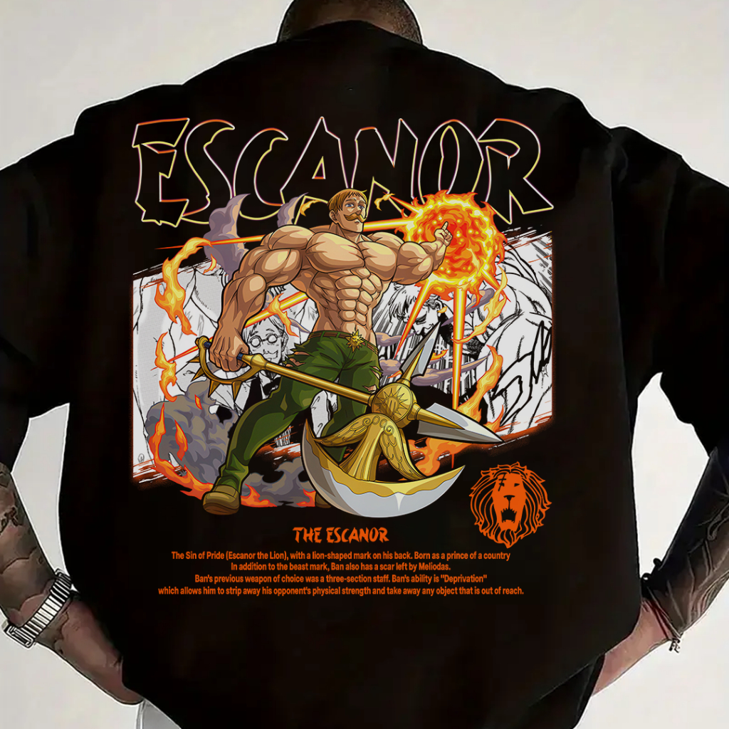 Camiseta Algodão Escanor Nanatsu No Taizai em Oferta na Shopee