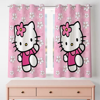 CORTINA INFANTIL PARA JANELA HELLO KITTY QUARTO DE MENINA ILHÓS TECIDO ESTAMPADO