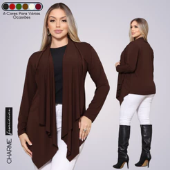 Cardigã Cardigan Casaquinho Casaco Kimono Feminino Longo Meia Estação