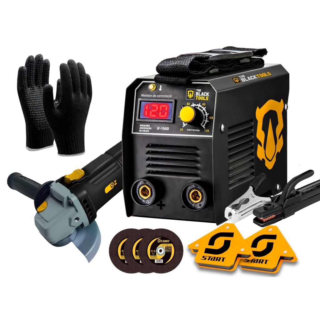 Maquina De Solda Mma 120a The Black Tools 220V + Kit Esmerilhadeira Com Acessórios em Oferta na Shopee