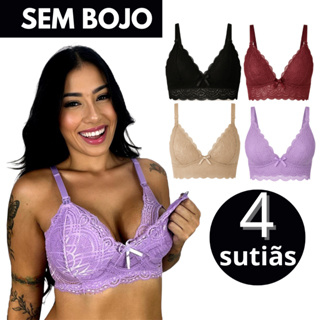 Kit 4 Sutiã de Amamentação Reforçado em Renda com Regulagem Gestação Pós Parto Sem Bojo Maternidade em Oferta na Shopee