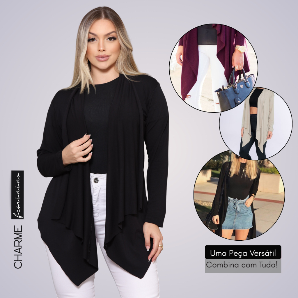Blusa de frio feminina casaco Cardigan Feminino Moda Inverno Cardigã Kimono — imagem 2 de 2