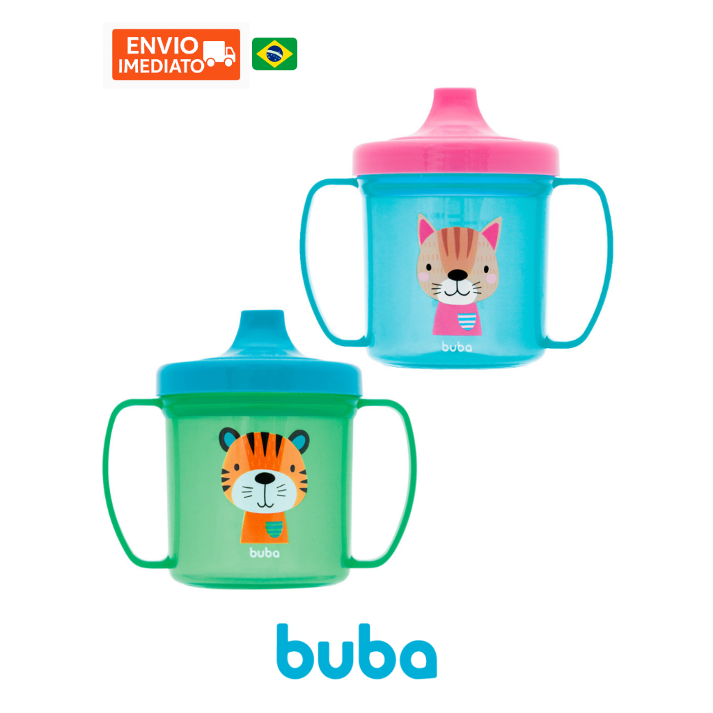 Copo de Treinamento Infantil Buba Bico Rígido com Alça 180ml Tigrinho Gatinho em Oferta na Shopee