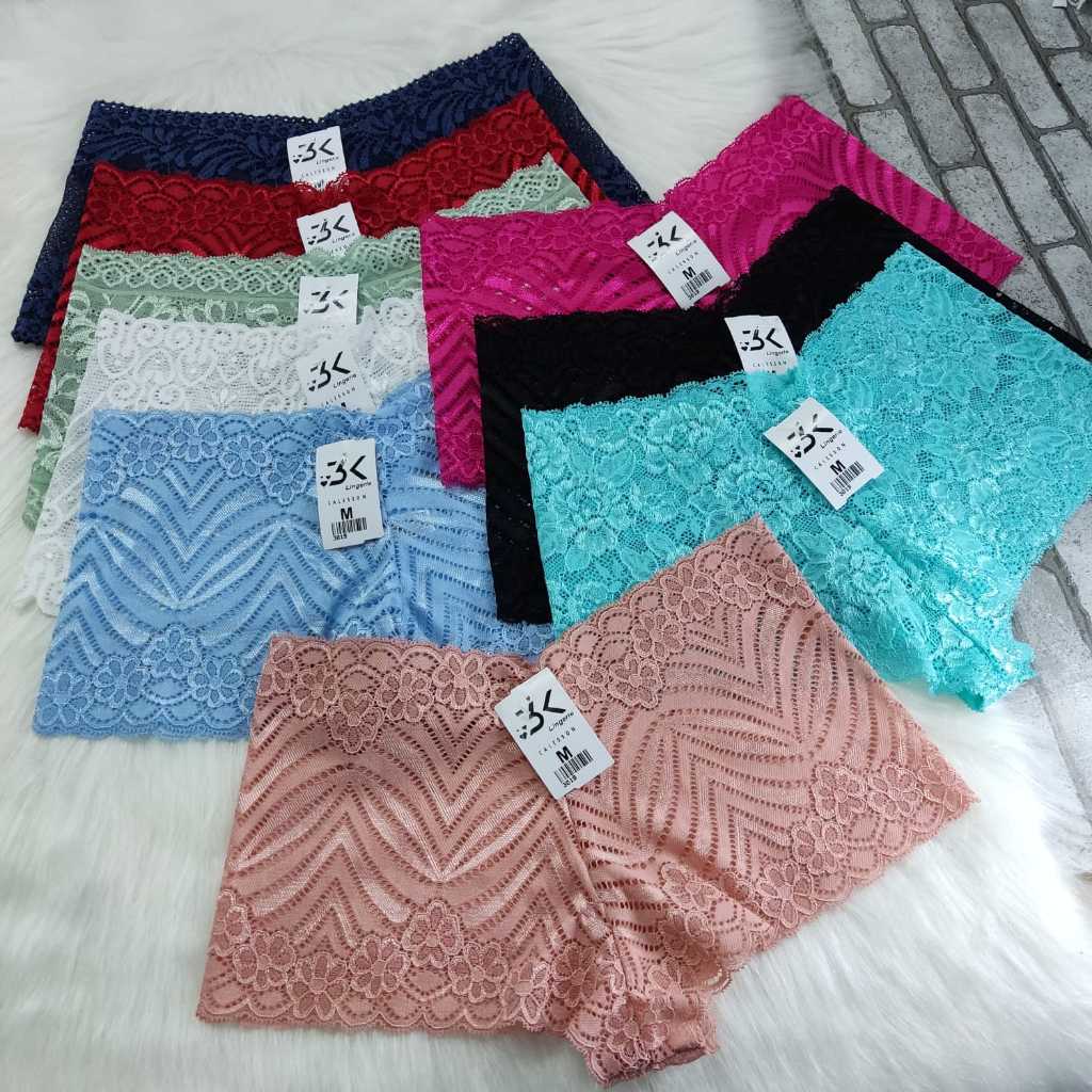 Calcinha Calesson de Renda Shortinho Premium forro 100% Algodão Lingerie Feminina Moda Íntima