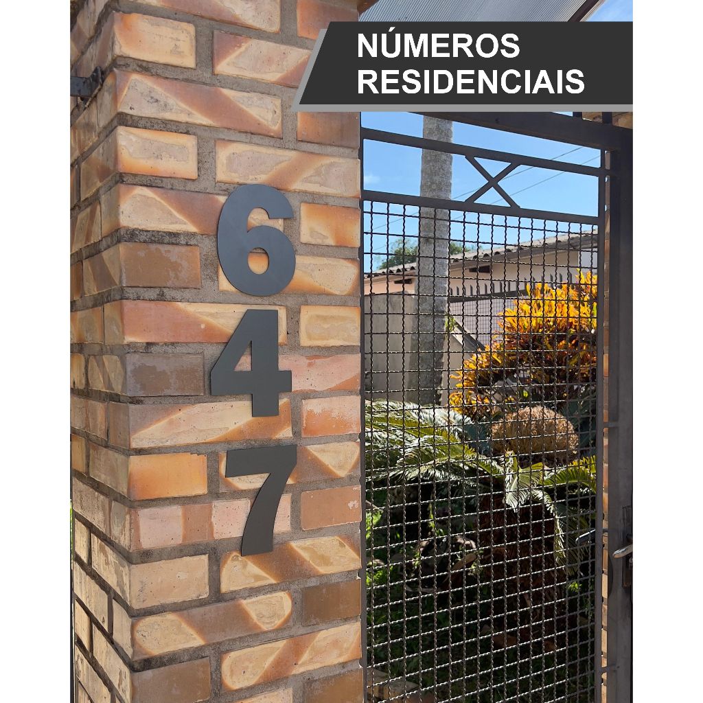 Kit 3 Números Residenciais Casa Apartamento em ACM Cinza Escuro Com Dupla Face 15 cm em Oferta na Shopee