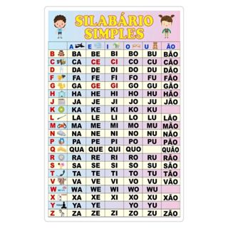 Tabela Silabário Simples e Complexo Plastificado a4 - Educar e Aprender Escolar em Oferta na Shopee