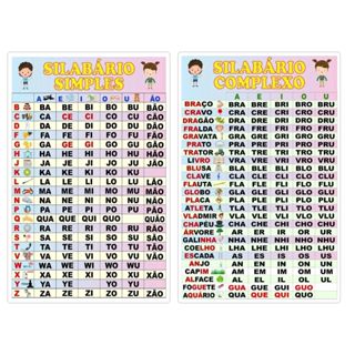 Kit 2 Tabelas Silabário Simples e Complexo Plastificado A4 ou A3 - Educar e Aprender Escolar em Oferta na Shopee