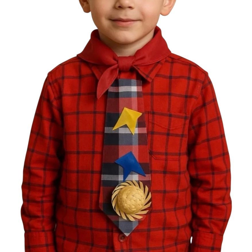 Kit Junino Camisa Xadrez Manga Longa Infantil Menino Festa Junina Juvenil Com Gravata E Lenço Junino Temático Arraial