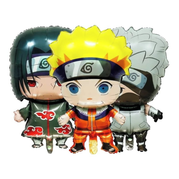 KIT 3 BALÕES NARUTO BALÃO METALIZADO TEMA KAKASHI SASUKE SAKURA AKATSUKI ANIME SHIPPUDEN em Oferta na Shopee