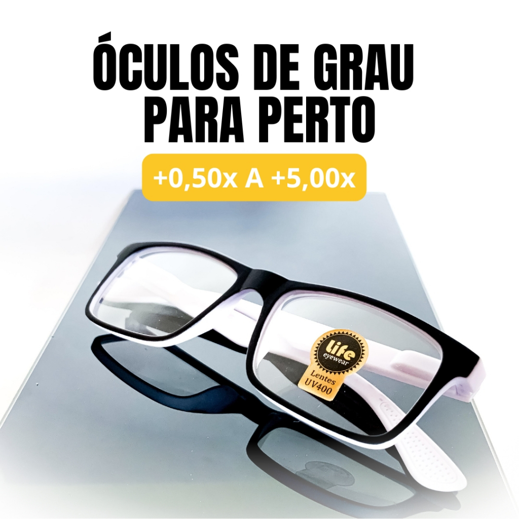 Óculos Grau Emborrachado Leitura Descanso Branco +0.50 Ate +5.00 em Oferta na Shopee
