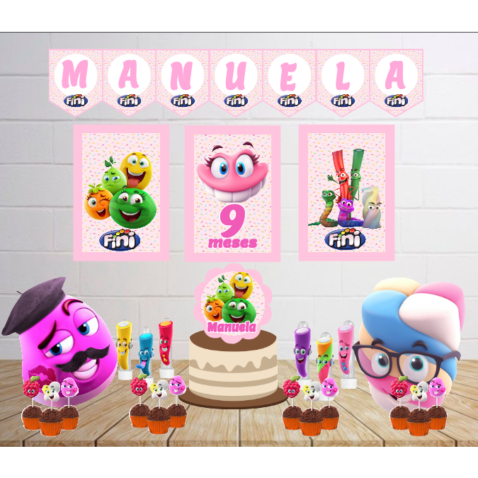 Kit Personalizado Festa Infantil Balas Fini Decoração Aniversário Mesversário Só Um Bolinho Lembrancinhas