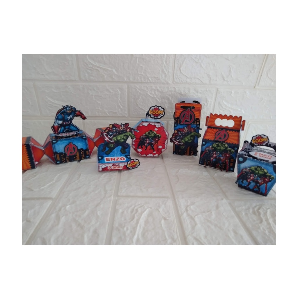 Kit 60 Peças Festa Lembrancinhas Personalizadas Vingadores aniversário Heróis liga da justiça caixinhas personalizados