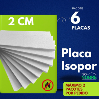 Kit de 6 Placas 2 cm - Medidas 2x50x100 -  EPS Placa Isopor Antichamas e Acústicas  - Isolamento Térmico e Sonoro em Oferta na Shopee