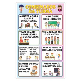Tabela Combinados da Turma Plastificado A4 ou A3 - Educar e Aprender Escolar em Oferta na Shopee