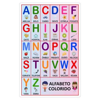Tabela Alfabeto Colorido Plastificado A4 ou A3 Educar e Aprender Escolar em Oferta na Shopee