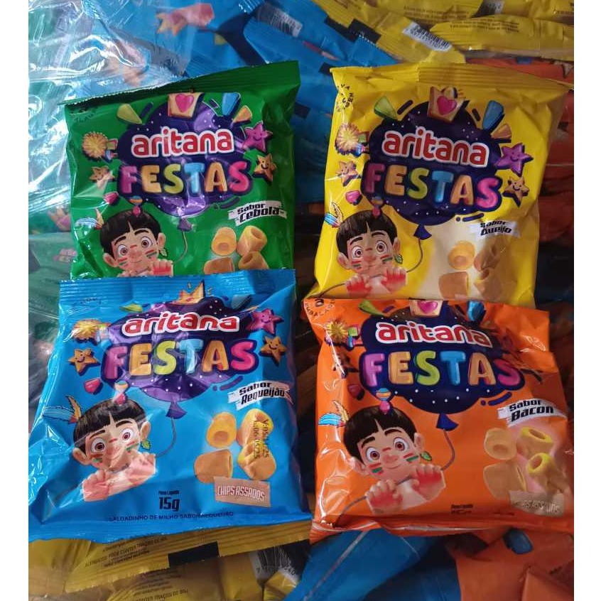 40 chips - Festa -  Salgadinho Aritana 15g - Sabores em Oferta na Shopee