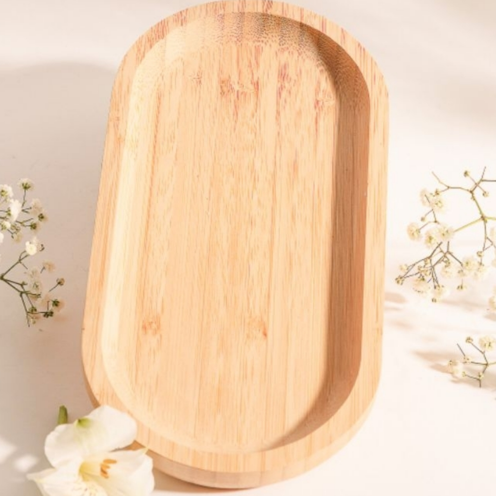 Bandeja Bambu Oval Banheiro Organizadora Servir Aparador Porta Temperos Cozinha em Oferta na Shopee