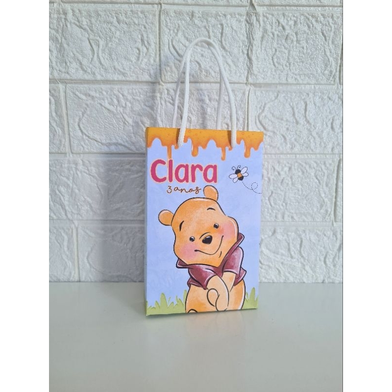 PEGUE E MONTE | SACOLINHA PERSONALIZADA URSINHO POOH AQUARELADO | LEMBRANCINHA DE ANIVERSÁRIO