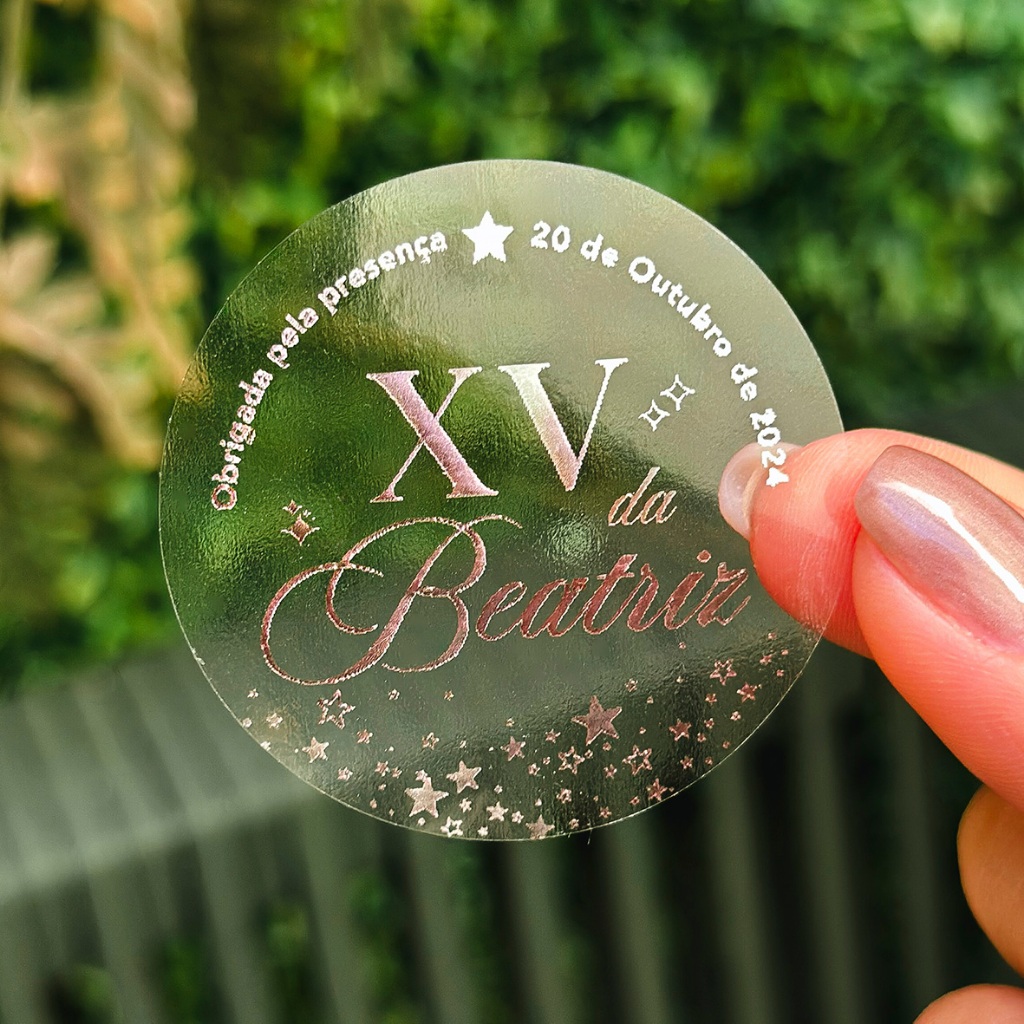 Adesivo Lembrancinha 15 anos 5x5cm - Adesivo Transparente e Prata com Nome + XV - Etiqueta Adesiva Aniversário de 15 em Oferta na Shopee