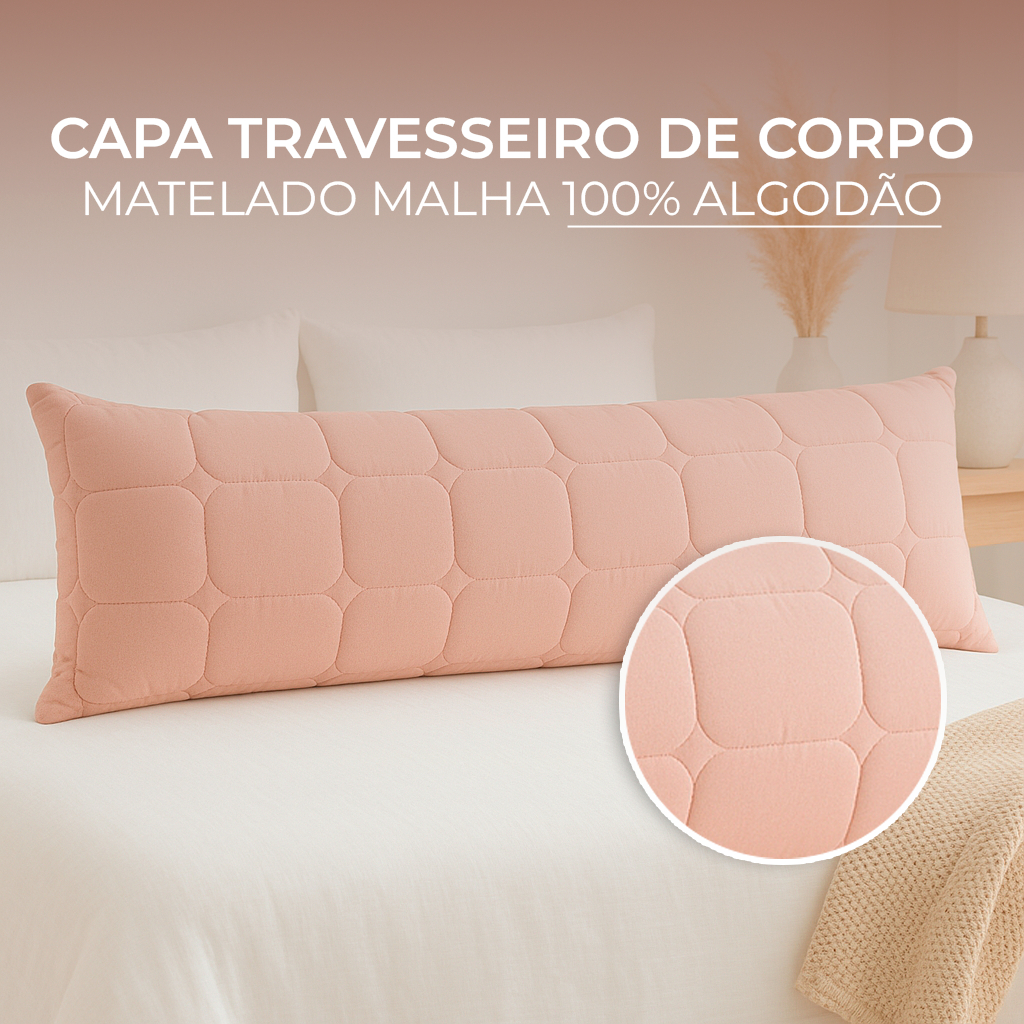 Kit 2 Capa Travesseiro de Corpo Fronha Xuxão 1,20m Com Zíper Malha 100% Algodão