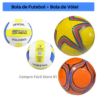 Kit Bola De Futebol Campo Tamanho Oficial Original + Bola De Vôlei Praia Quadra Qualidade Premium
