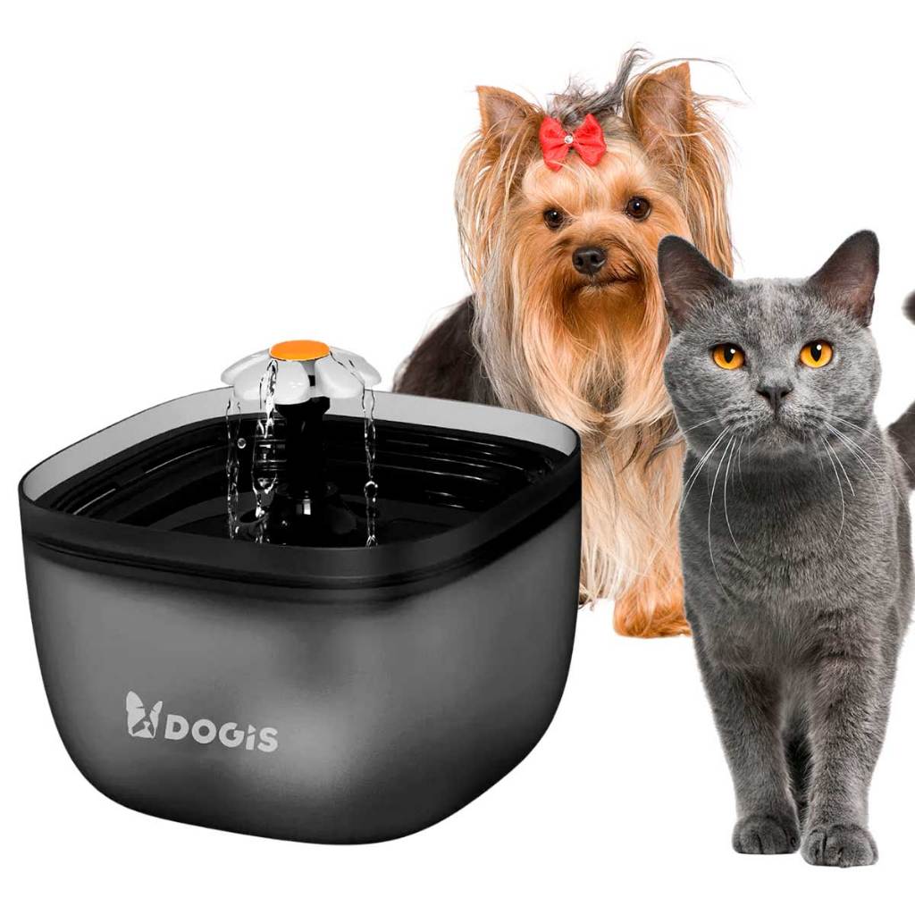Bebedouro Automático Fonte Para Pet Cachorro Gato Dogis Clear Water 2 Litros Preto