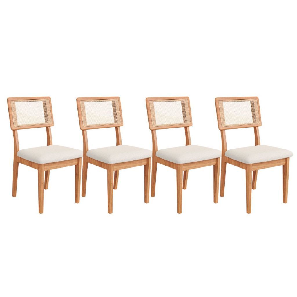 Conjunto Sala de Jantar 4 Cadeiras 100% MDF Estofadas CJ CA35 em Oferta na Shopee