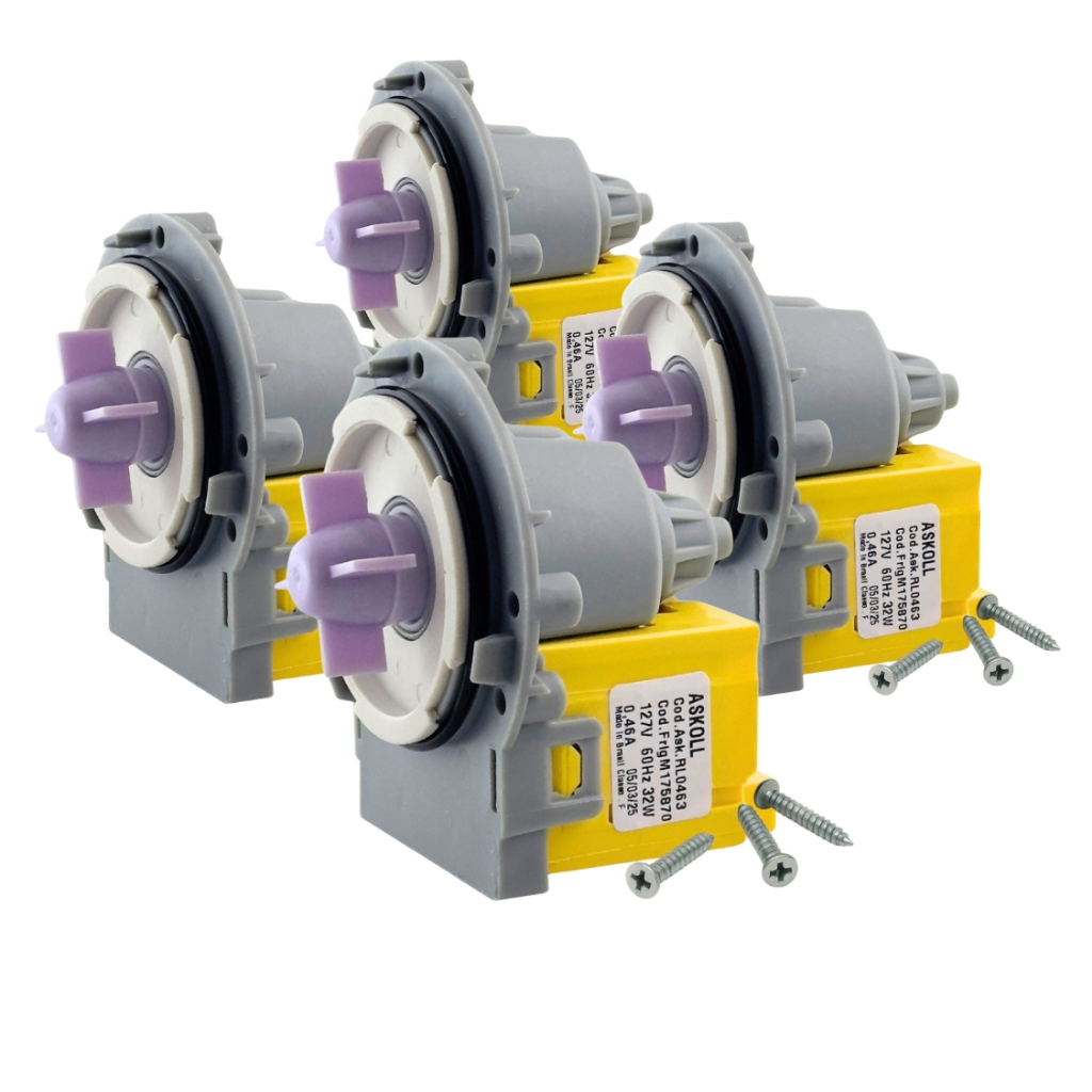 Kit 4 Eletrobomba Bomba Askoll 127v Para Lavadoras da Marca Electrolux, Consul e Brastemp