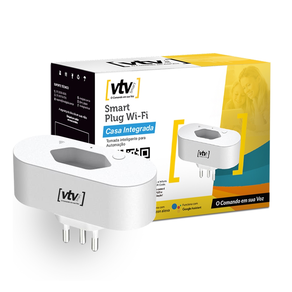 Plug Tomada Smart Wi-fi Bivolt Branco 16a VTV-113 Compatível com Alexa e Google Home Vtv