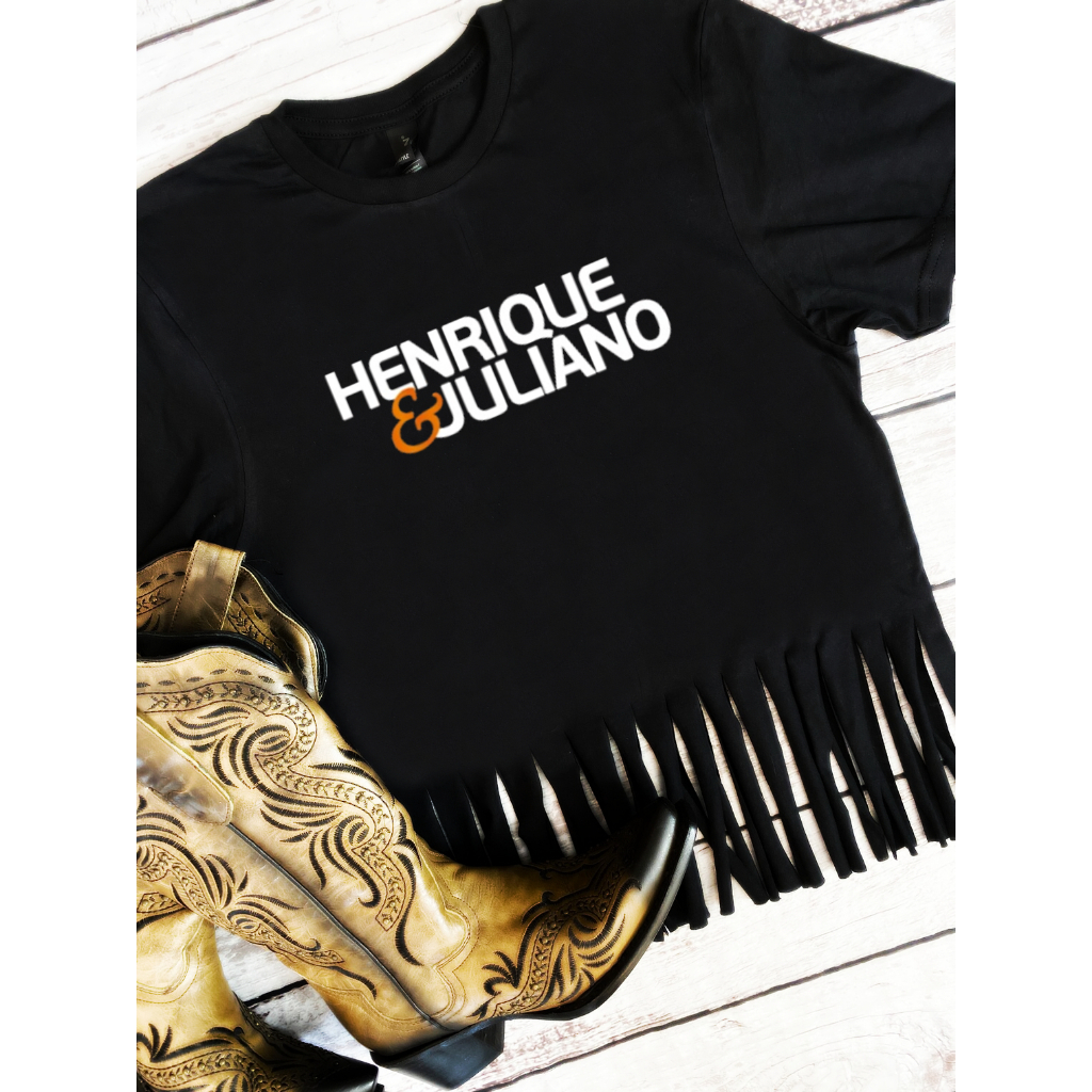 Camiseta Henrique e Juliano Sertanejo Blusa Feminina Cropped Henrique e Juliano Dupla Sertaneja