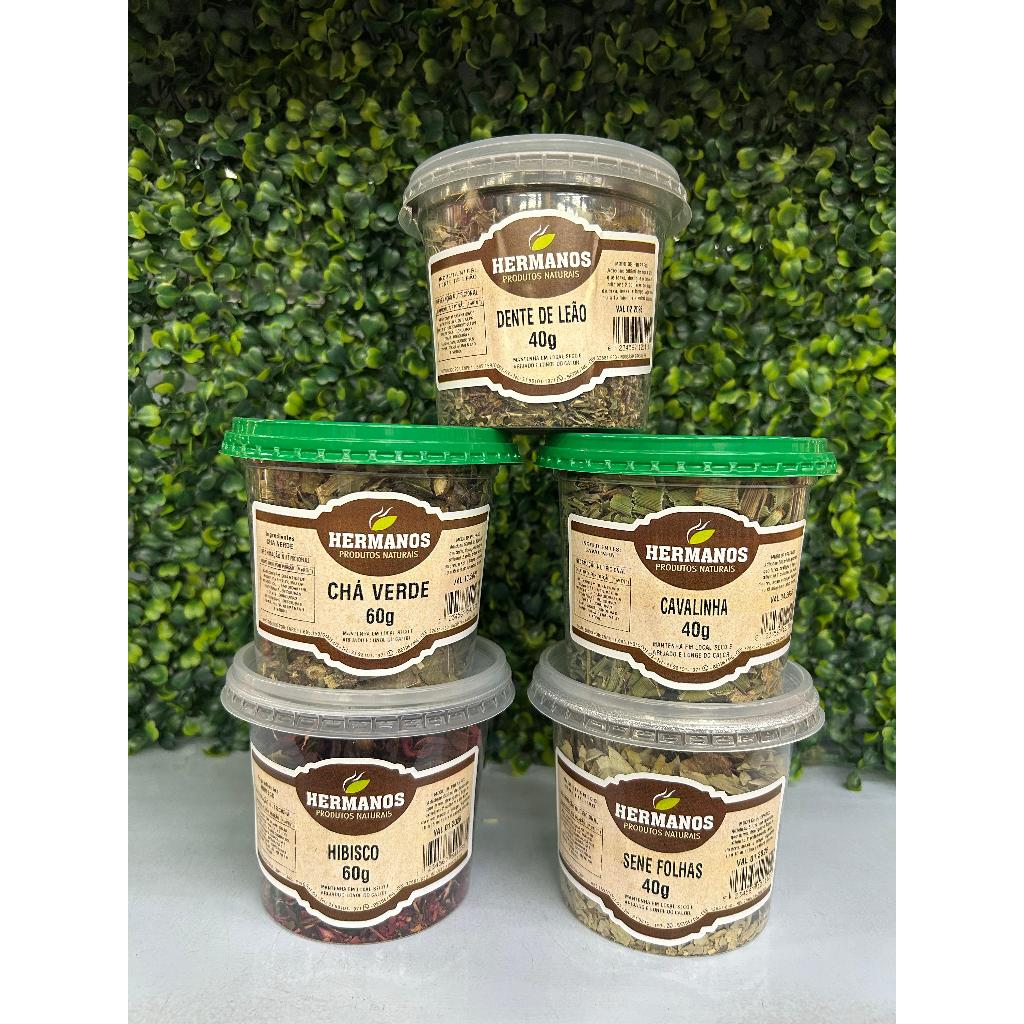 Kit Desinchá: Chá de Cavalinha, Chá Verde, Chá de Hibisco ,Chá dente leão e Chá de Sene