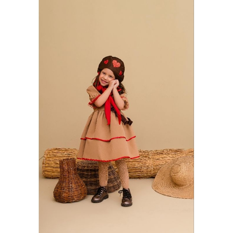 Fantasia infantil Maria bonita/ vestido infantil Maria bonita/ fantasia cangaceira com acessórios/junina Maria bonita