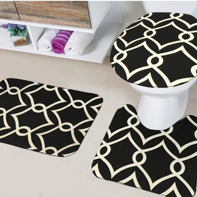 Kit 3 Tapetes Macio Antiderrapante Secagem Rápida Confortável e Absorvente Banheiro