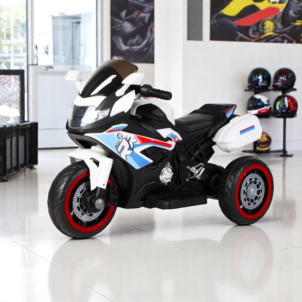 Mini Moto Elétrica Infantil Esportiva 1000 RR Branca Recarregável Bivolt - Suporta até 30kg