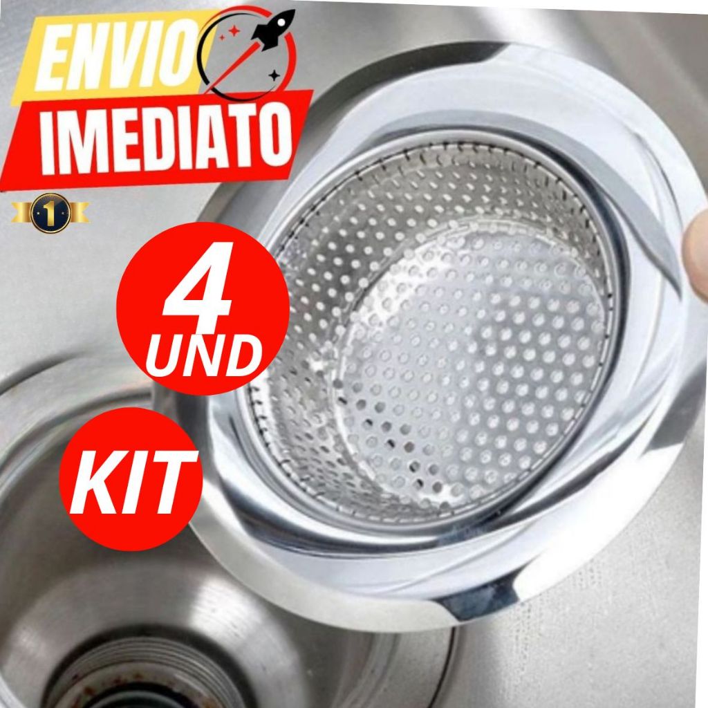 Kit Com 4 , OU 2 UNIDADES Ralinho Para Pia Cozinha Cuba 100%Inox 09 Cm Casa Cozinha Primeira Linha Premium