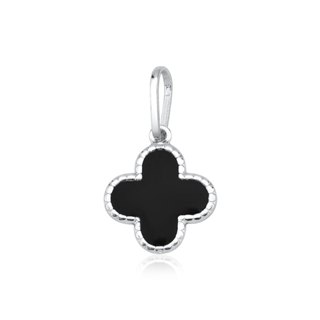 Pingente de Prata 925 Trevo Onix com 1,2cm em Oferta na Shopee