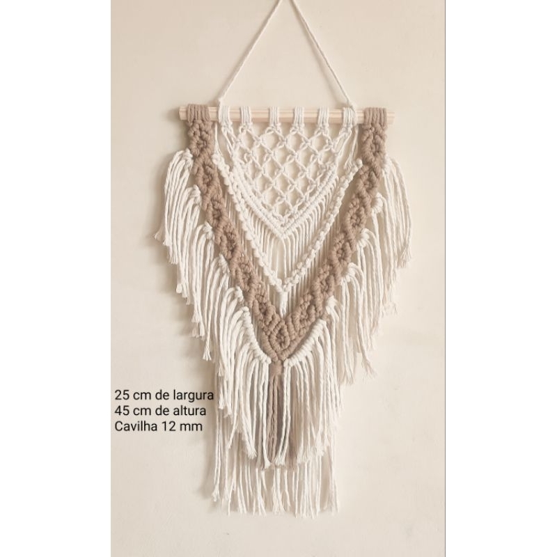 DECORAÇÃO PAREDE ESTILO BOHO EM MACRAMÊ  25 cm largura x 45 cm de altura em Oferta na Shopee