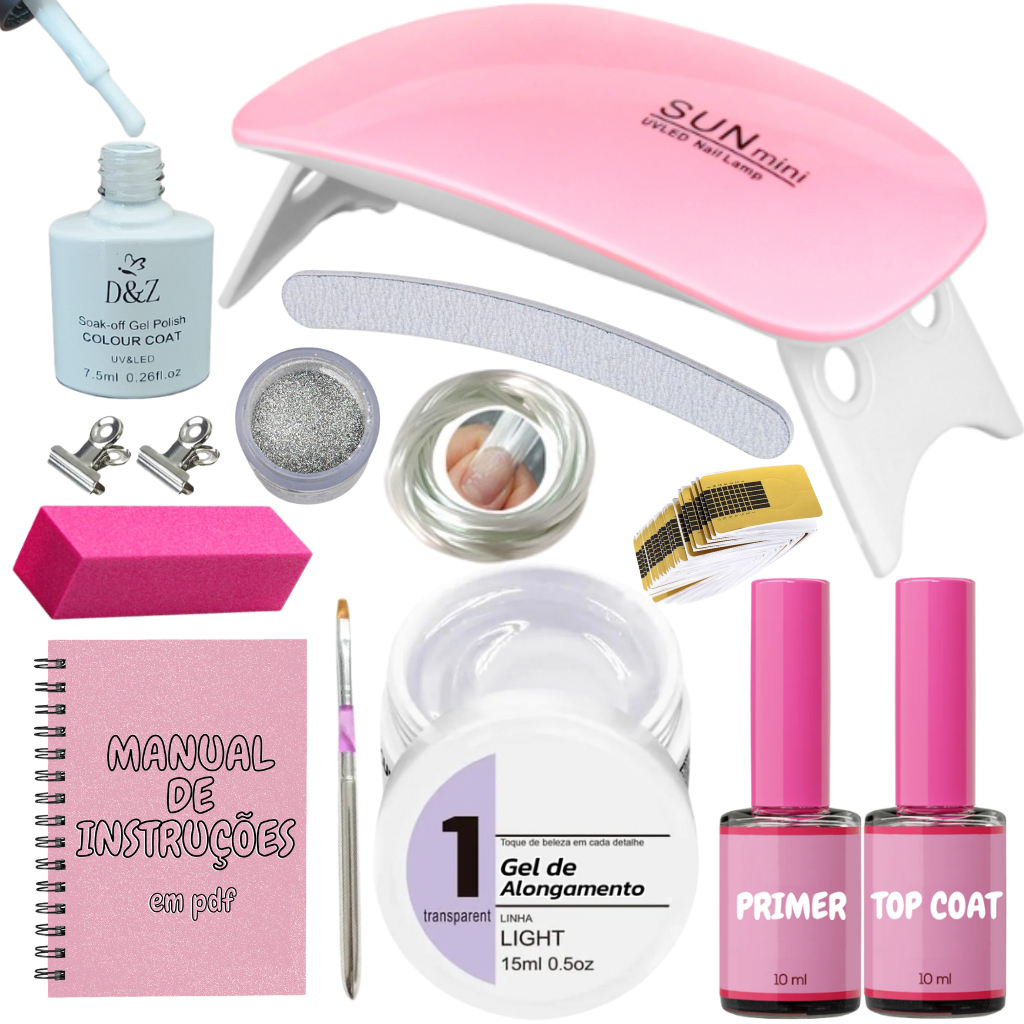 Kit Unha Noiva Casamento Esmalte Branco Esmaltação Gel Blindagem Unhas Fibra de Vidro